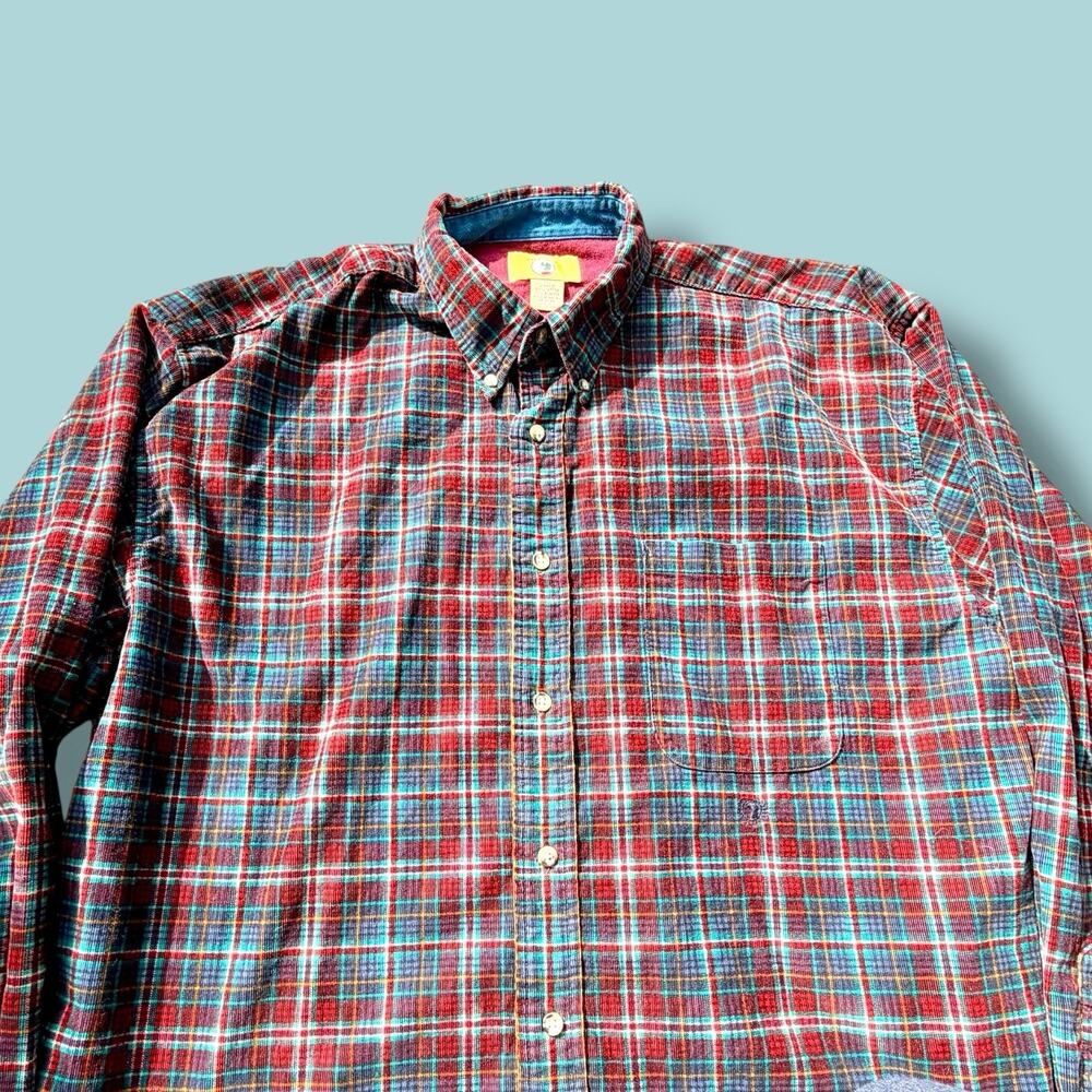 DUCK HEAD Button Corduroy Plaid Shirt Blue/Red Men's XL MSRP‎ $108.00